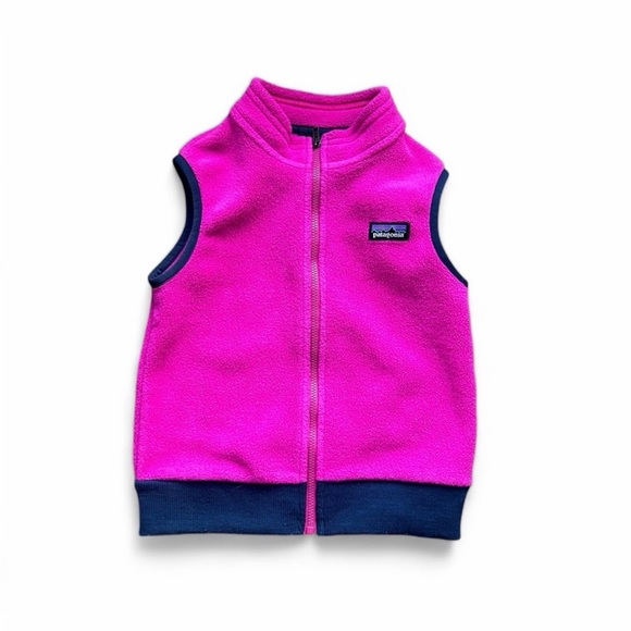 Patagonia Kids' Bright Pink and Navy Fleece Vest